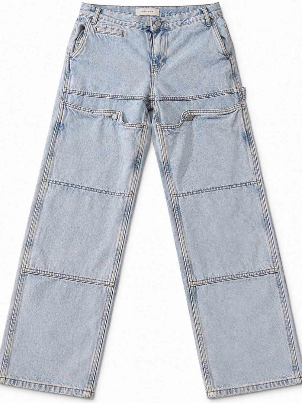 PacSun Men's Light Blue Patchwork Relaxed Carpenter Jeans